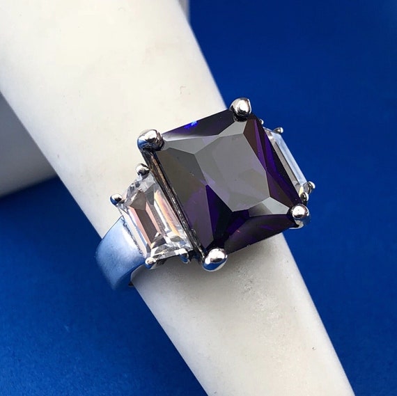 Dramatic Sterling Silver 925 Purple White CZ Stat… - image 3