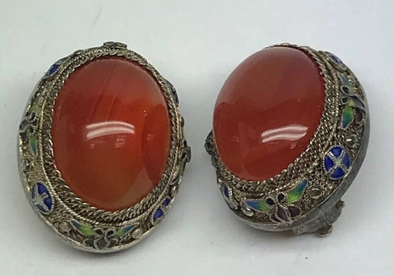 Vtg Artisan Sterling Silver Carnelian Cloisonne F… - image 8