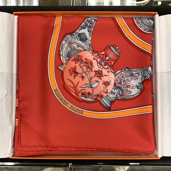 Hermes Carre 90 100% Silk Twill Crimson Qu'import… - image 8