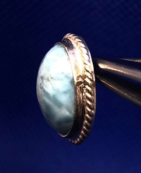 Vintage 925 Sterling Silver Blue Larimar Oval Sta… - image 5