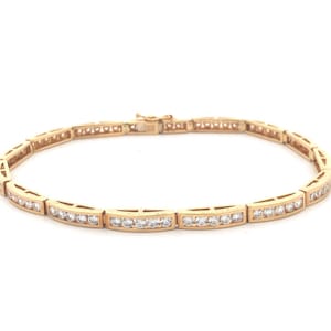 Designer 14K Yellow Gold Diamonique Cubic Zirconia CZ Statement Tennis Bracelet