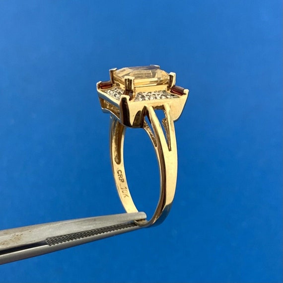 Designer 10K Yellow Gold Citrine Garnet Diamond N… - image 4