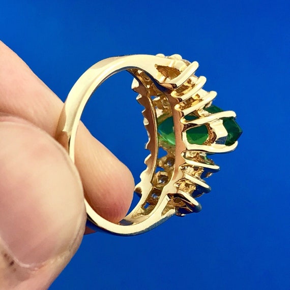 Designer 14K Yellow Gold Lab Created Emerald Diam… - image 10