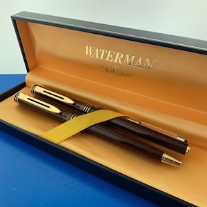 Waterman Ideal 18K Gold Nib Fountain Pen And Ball Point Pen Combo Original Box
