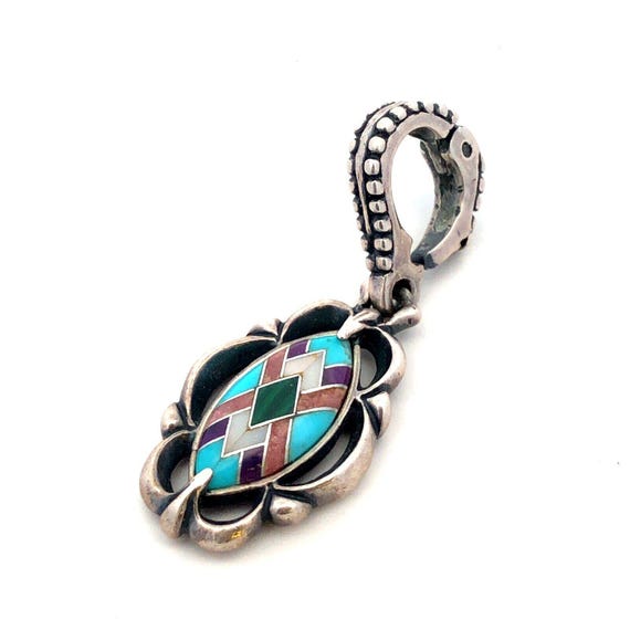 Carolyn Pollack R Moon 925 Sterling Silver Multi Gemstone Inlay Enhancer Pendant Etsy