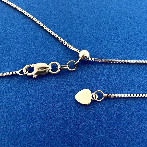 Designer RCI Turkey 14K White Gold Lariat Slide Style Box Chain Necklace
