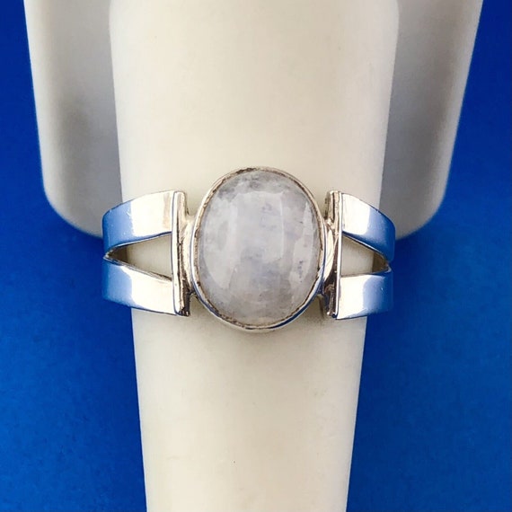 Retro 925 Sterling Silver Oval Moonstone Cabochon… - image 2