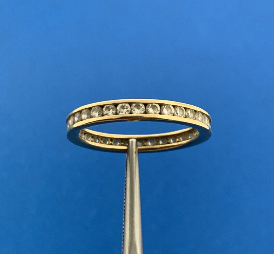 14K Yellow Gold Cubic Zirconia CZ Infinity Eternity Anniversary Band