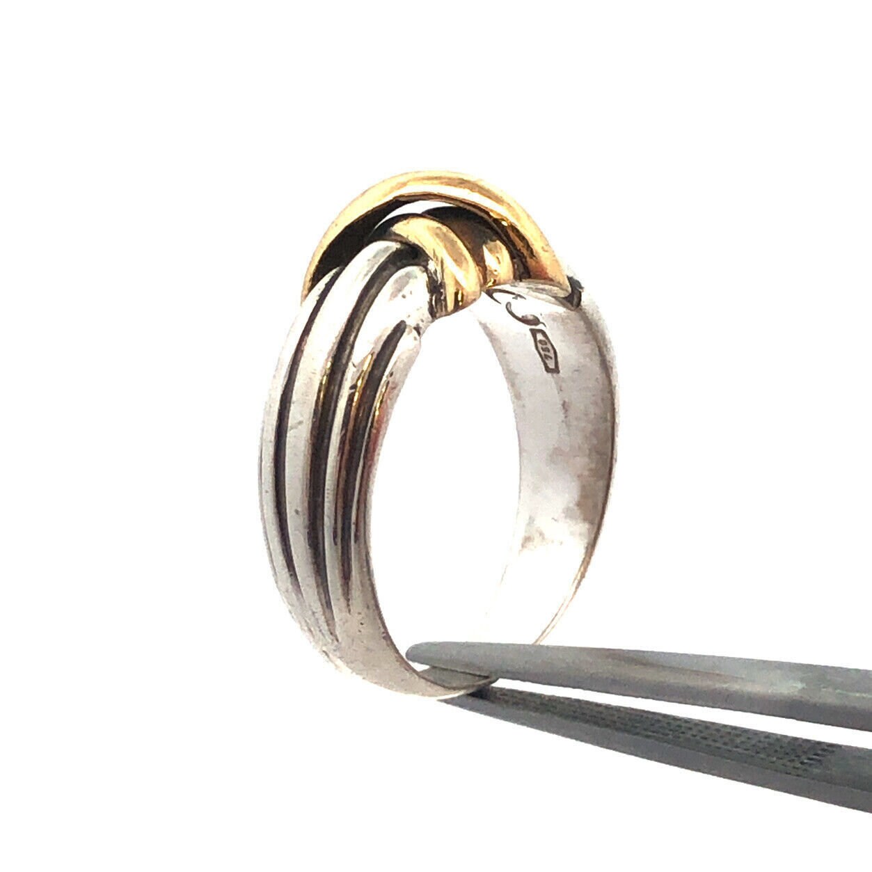 Designer Italy 925 Sterling Silver 18K Yellow Gold Two Tone