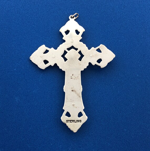 Vintage Sterling Silver 925 Gothic Cross Crucifix… - image 5