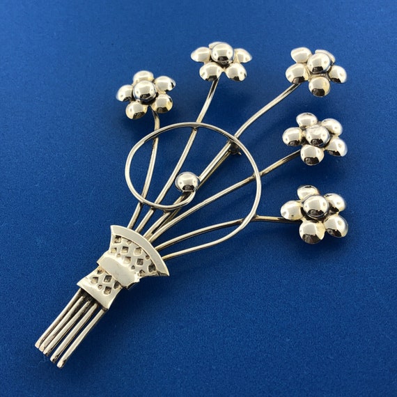 Mid Century Migley Sterling Silver 925 Flower Flo… - image 1