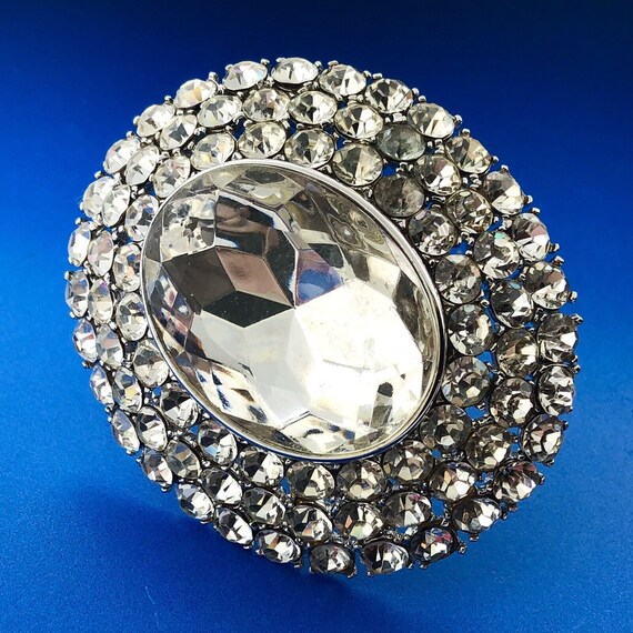 Vintage Yves Saint Laurent Silver Tone Rhinestone… - image 4