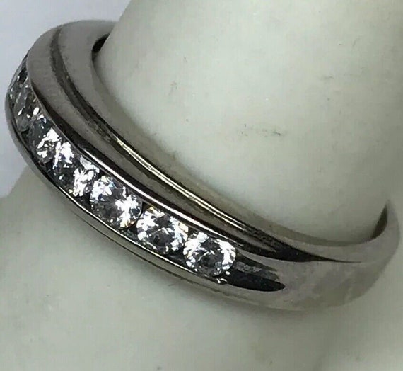 Unisex Sterling Silver 925 Cubic Zirconia Wedding… - image 5