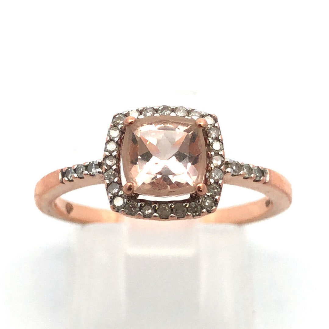 Zales Designer 10K Rose Gold Cushion Cut Morganite Diamond