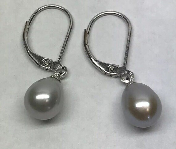 Sterling Silver 925 Pear Shaped Grey Pearl Weddin… - image 6