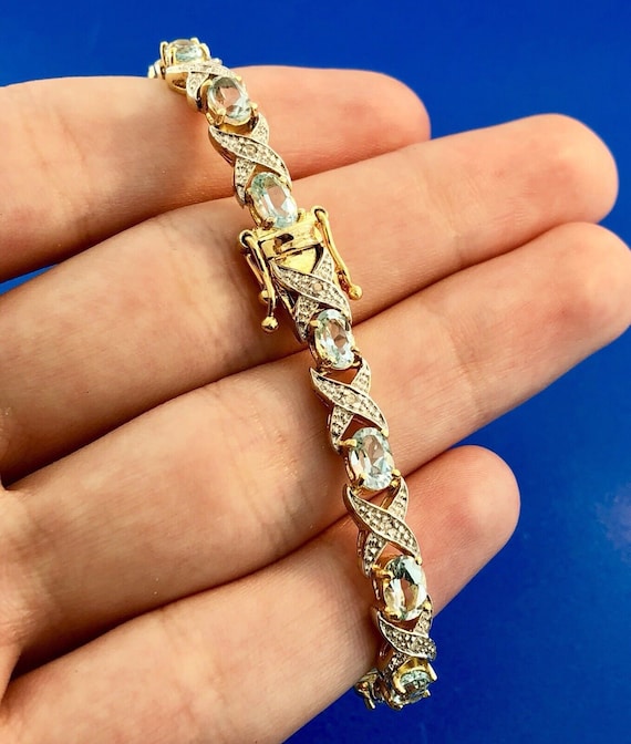 Designer DBJ Sterling Silver 925 Vermeil Blue Topaz Diamond Designer DBJ Sterling Silver 925 Vermeil Blue Topaz Diamond