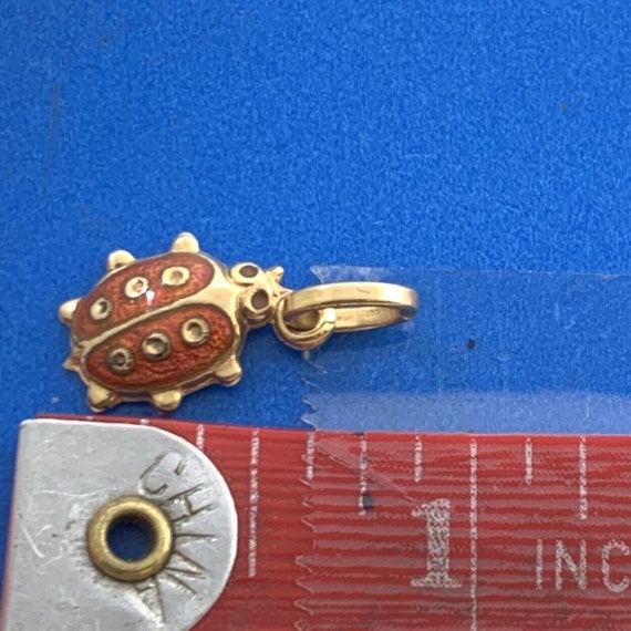 14K Yellow Gold Red Enamel Lady Bug Insect Charm … - image 6