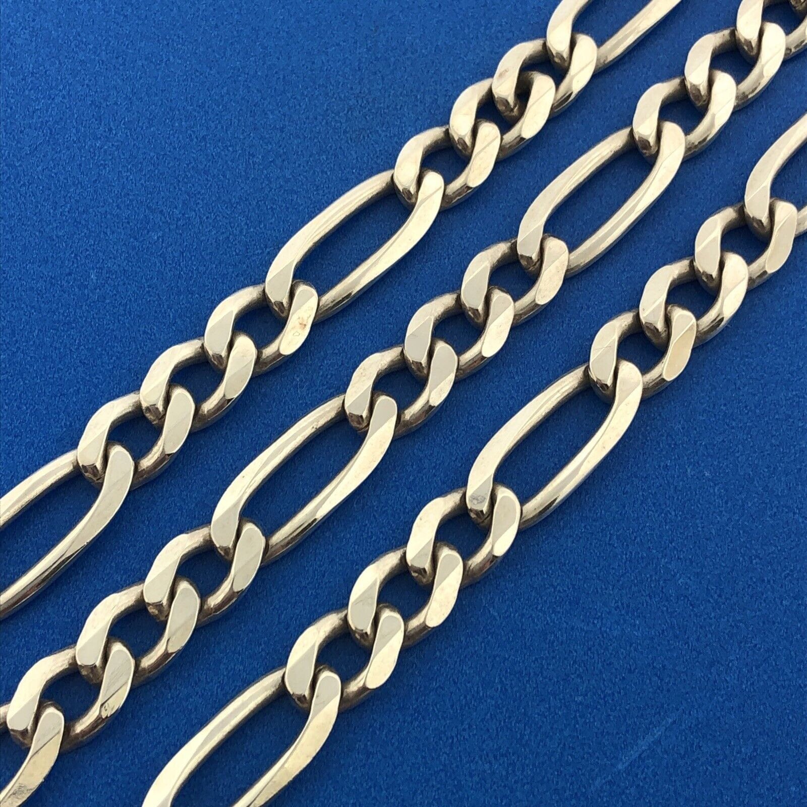 SXI Italy 925 Sterling Silver Polished Florentine Textured Figaro