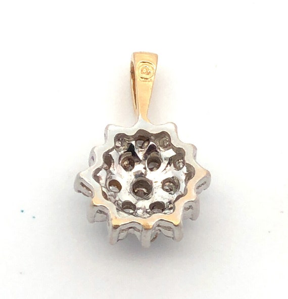 Retro 14K Yellow White Gold Round Diamond Floral … - image 3