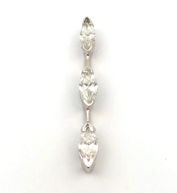 Designer 14K White Gold Marquise Diamond Annivers… - image 2