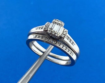 Designer Zales 10k White Gold 1KS Baguette Diamond Wedding Band