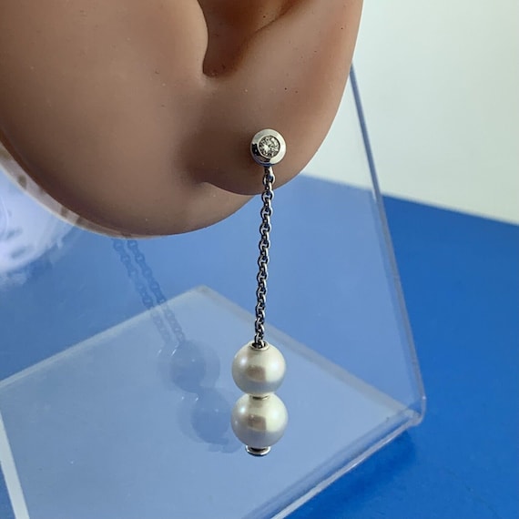 Mikimoto 18K White Gold Diamond Pearls In Motion … - image 3