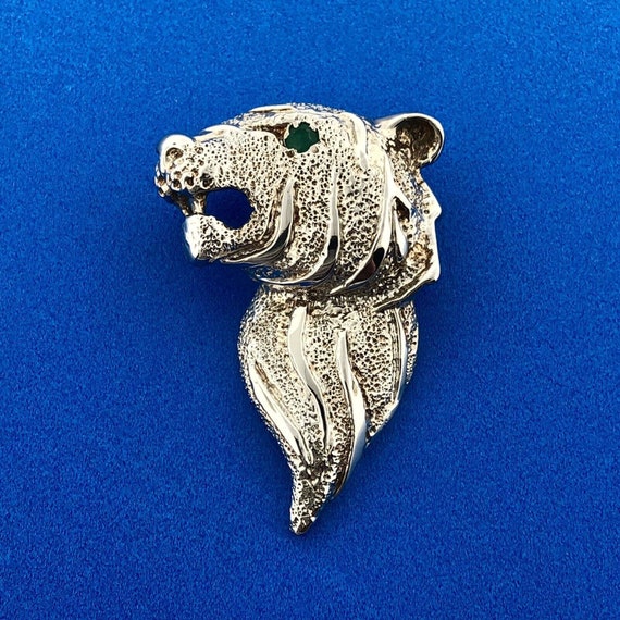 Designer EL Sterling Silver 925 Emerald Eye Textured Tiger
