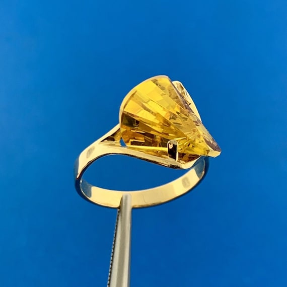 Modernist 18K Yellow Gold Yellow Canary Tourmalin… - image 1