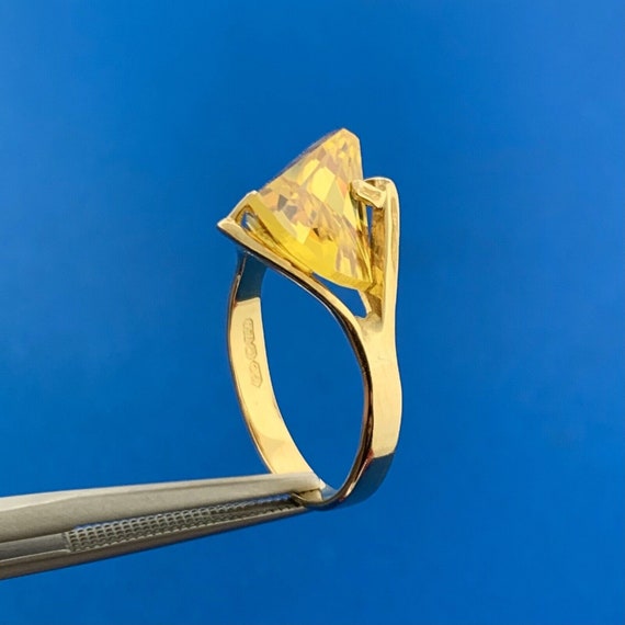 Modernist 18K Yellow Gold Yellow Canary Tourmalin… - image 3