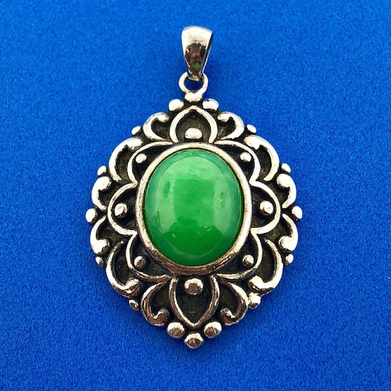 Vintage Designer FAS 925 Sterling Silver Jade Jade