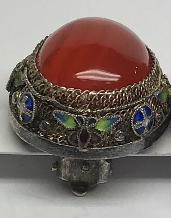 Vtg Artisan Sterling Silver Carnelian Cloisonne F… - image 4