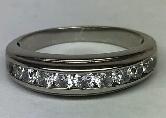 Unisex Sterling Silver 925 Cubic Zirconia Wedding… - image 1