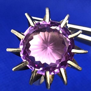 Taxco Mexico 925 Sterling Silver Round Purple Sapphire Cocktail Ring