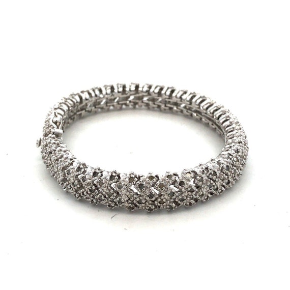 Designer DBJ 925 Sterling Silver Round Diamond Cluster Tennis Bracelet Etsy
