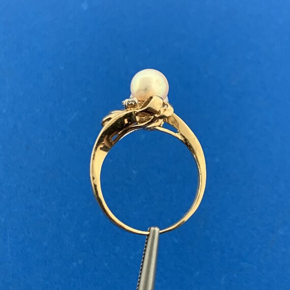Estate 14K Yellow Gold Pearl Diamond Accented Mod… - image 6