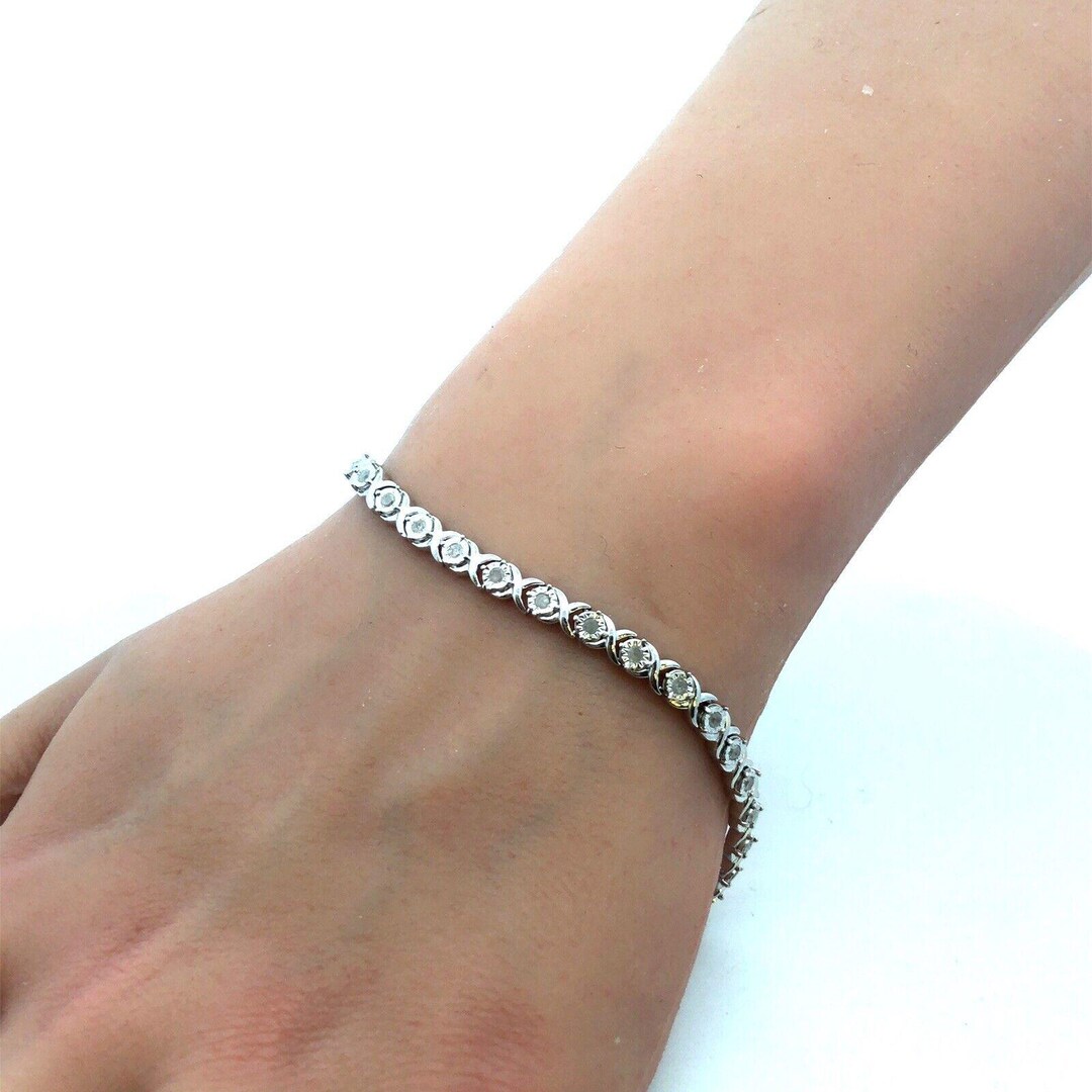 925 Sterling Silver Designer UD Round Diamond Infinity X & O