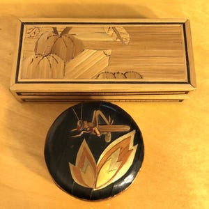 Vintage Bamboo Hand Made Lot Of Two Trinket Boxes