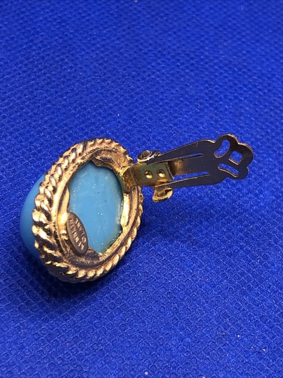 Kenneth Jay Lane Gold Tone Faux Turquoise Oval Ca… - image 6