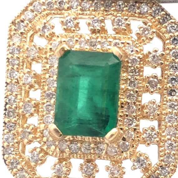 Designer 14K Yellow Gold Emerald Diamond Triple H… - image 5