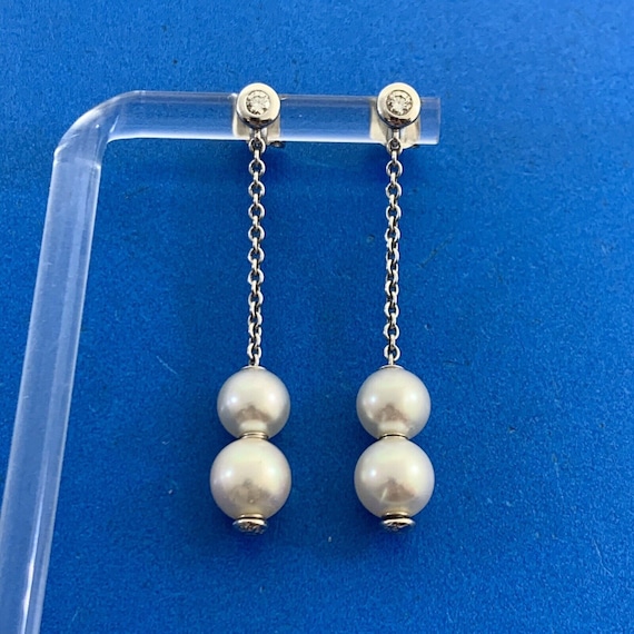 Mikimoto 18K White Gold Diamond Pearls In Motion … - image 1