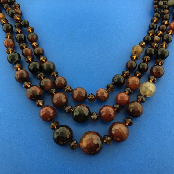 Vintage Designer Hand Knotted Carnelian Obsidian … - image 5