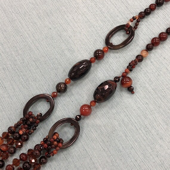 Vintage Designer Hand Knotted Carnelian Obsidian … - image 2