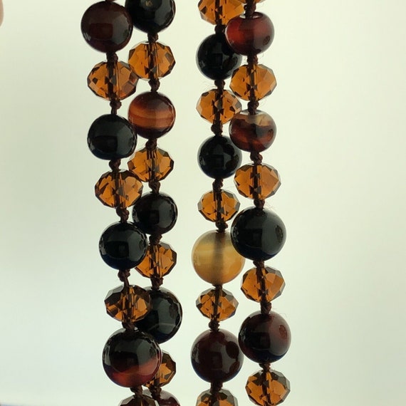 Vintage Designer Hand Knotted Carnelian Obsidian … - image 3