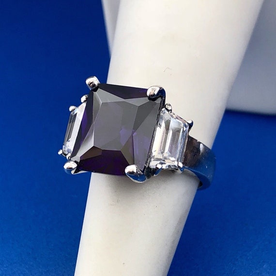 Dramatic Sterling Silver 925 Purple White CZ Stat… - image 4