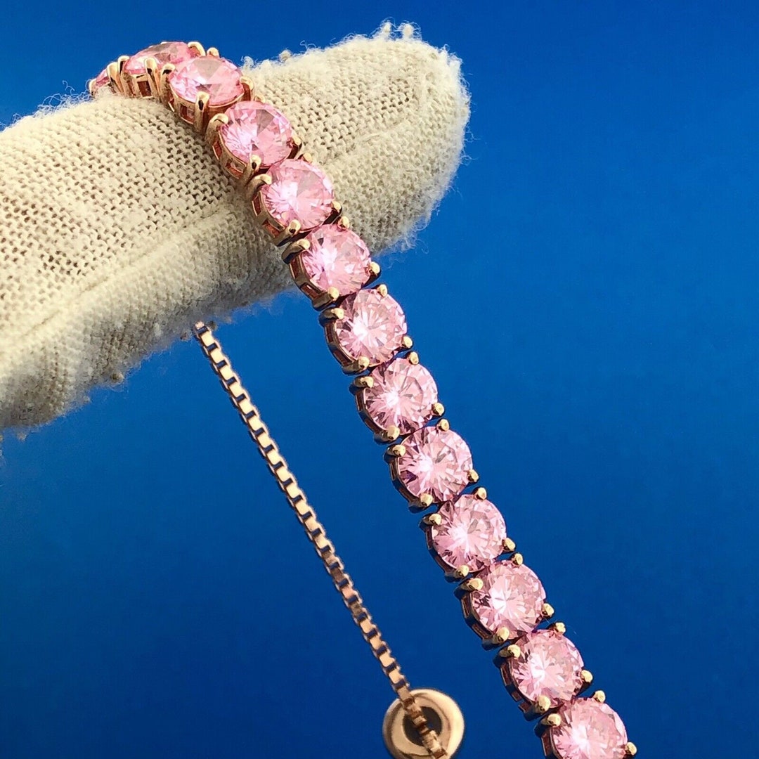 Designer FZN 925 Sterling Silver Rose Toned Pink Ice Cubic Zirconia