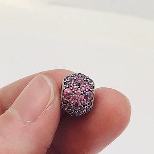 Authentic Pandora Dark Pink Pave Lights Sterling Silver Bead Charm