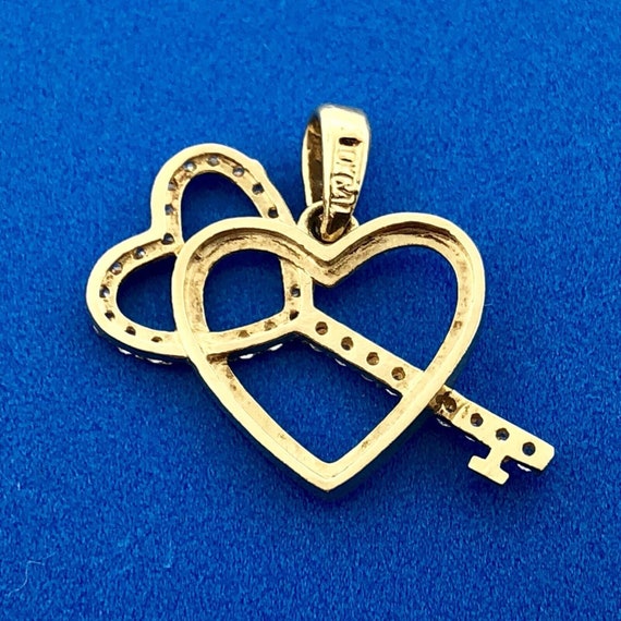 Designer 10K Yellow Gold Diamond Key To My Heart … - image 7