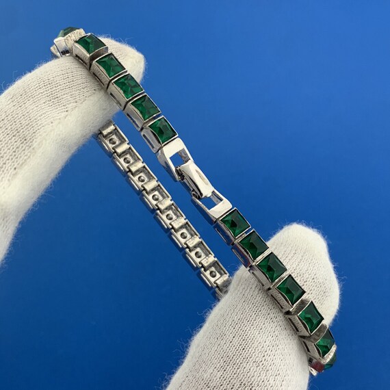 Lovely 1940's Dorsons 925 Sterling Silver Green Gl