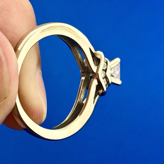 14k White Gold Ring Princess Diamond Center Accen… - image 9