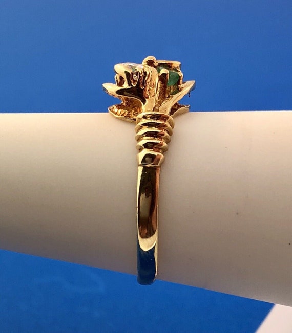 Vintage 18K Yellow Gold Cubic Zirconia Emerald An… - image 10